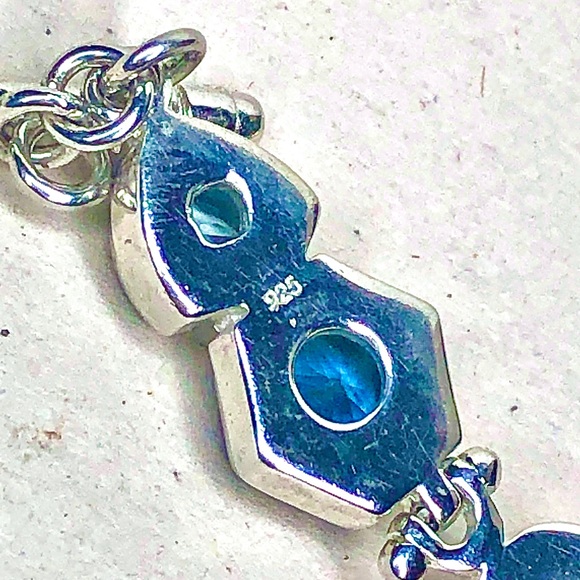 FACETED BLUE TOPAZ Sterling Silver Toggle Bracelet - Picture 3 of 12